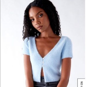Kendall and Kylie Blue Fuzzy Short Sleeve